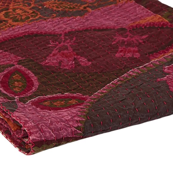 Taj Hotel Home Decor Kantha Cotton Throw | 1-Piece | Multicolor | 50"x70" - Picture 3 of 4